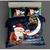 Casadeliacl - Cubrecama Navideño 2 Plaza Quilt De Verano Tf Azul Oscuro Merry Christmas