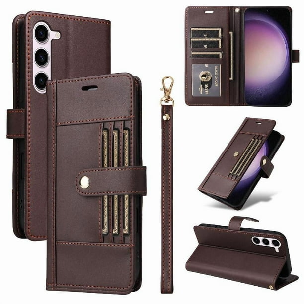 FOXDOCK Funda tipo Cartera para Samsung Galaxy S23 – Cubierta de Cuero PU con Múltiples Ranuras, Bolsillo para Efectivo y Correa de Muñeca
