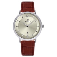Reloj Westar Profile Leather Strap Light Champagne Dial Quartz 50219Stn122 Men'S Watch
