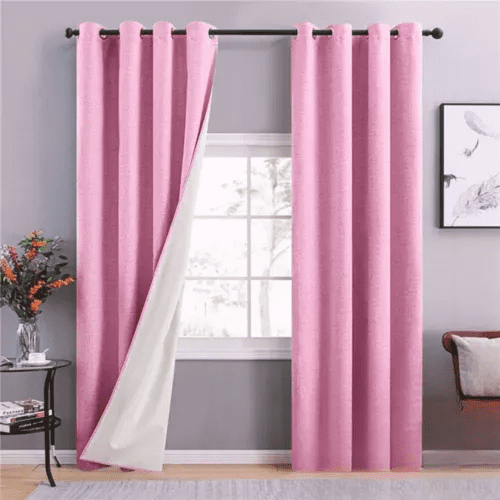 Genérico - Cortina Blackout 100% 2 Paños 138x226 Cm Textura Lino Rosa