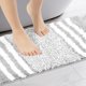 thumbnail image 2 of REGALWOVEN Alfombra de Baño, Alfombra de Baño de Microfibra Extra Suave y Absorbente, Alfombra de Piso Antideslizante con Rayas Esponjosas Gris 20" x 32", 2 of 5
