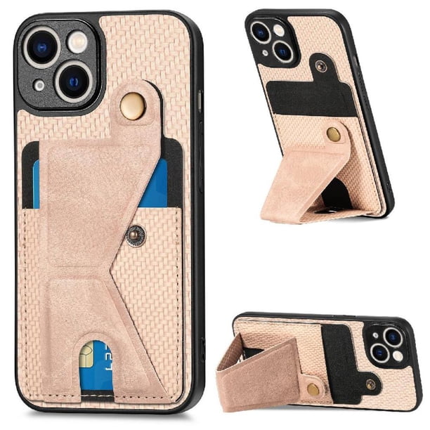 Funda Resistente para iPhone 14 con Tarjetero y Soporte, Diseño Magnético Blanco