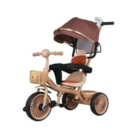 Babyluna - Triciclo Infantil 2 Etapas Metálico Con Techo Y Barra Guía Rosa