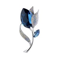 Ioensy - Flor Broche Pin Aleación Brillo Moda Hermosa Para Mujer Ropa Regalos Azul