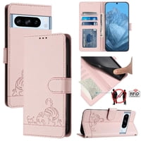 Funda Tipo Cartera Foxdock Para Google Pixel 8 Pro Con Soporte, Ranuras, Rfid, Diseño De Gato