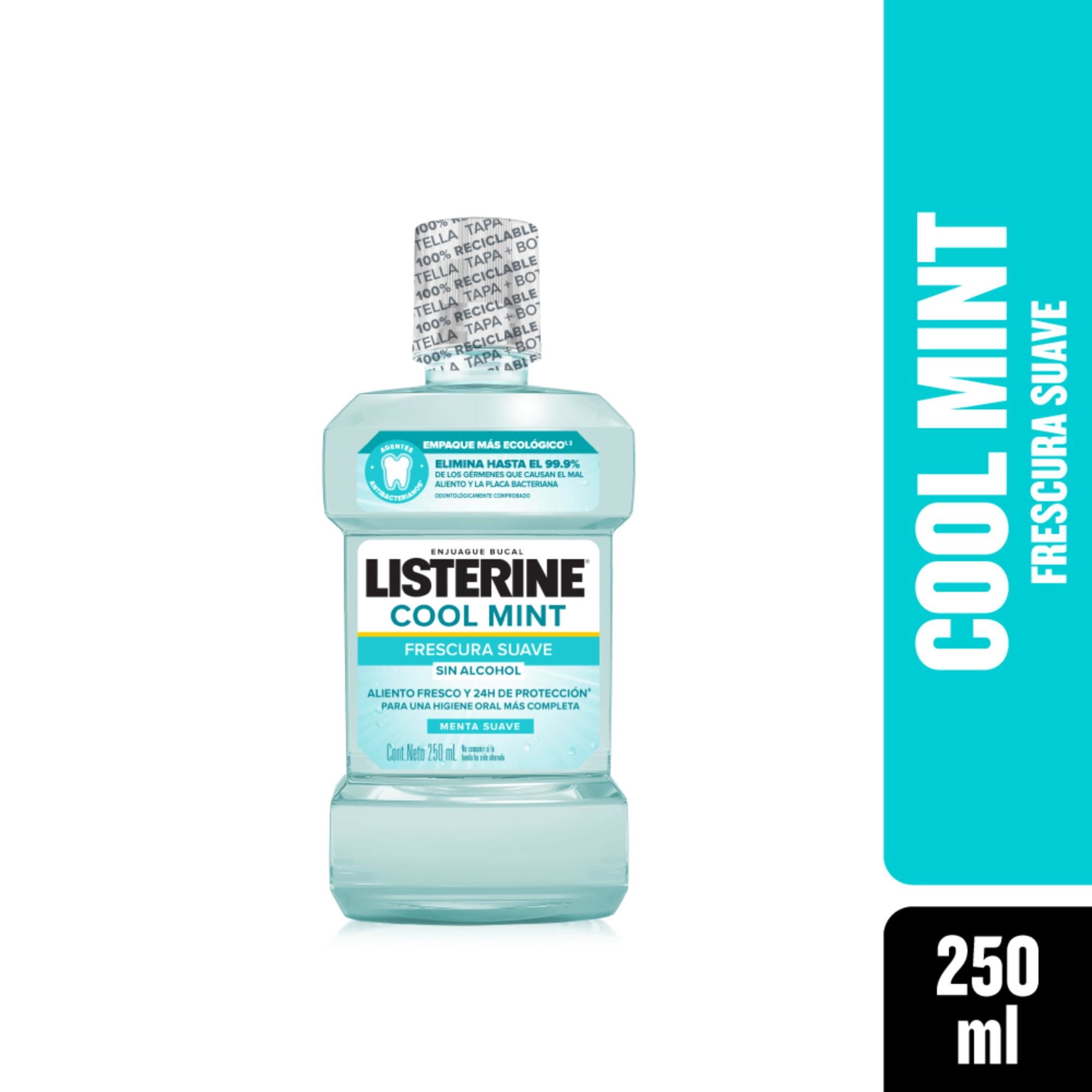 Enjuague Bucal Cool Mint Zero Alcohol Menta Suave 250 ml Listerine