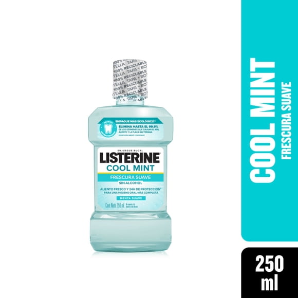 Enjuague Bucal Cool Mint Zero Alcohol Menta Suave, 250 ml