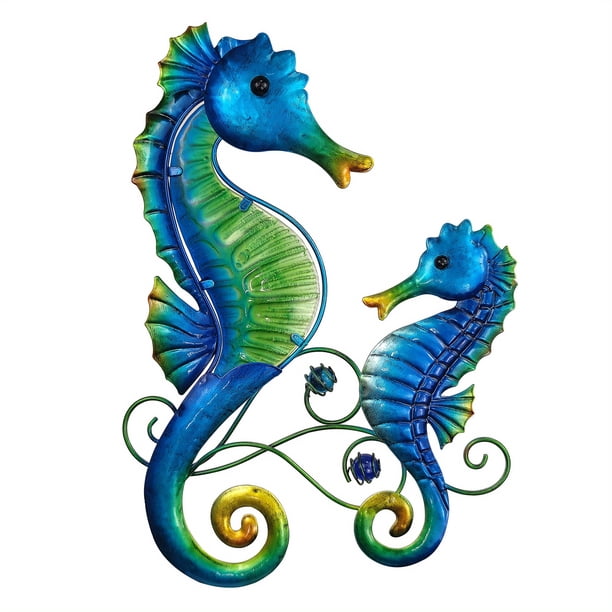 1pc,Mother Sea Horse Metal Wall Decor - Stunning Art Figurine for Home Decor and Holiday Celebrations - Perfect Gift for Friends and Family