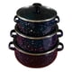 thumbnail image 3 of 3 piezas Sockpot de esmalte con utensilios de cocina de tapa fácil de limpiar la olla de alimento portátil reutilizable para cocina para bodas para el azul, 3 of 5