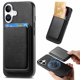 thumbnail image 2 of Funda de Cuero Magnética con Tarjetero para iPhone 16 Plus Cubierta Delgada Negro, 2 of 5