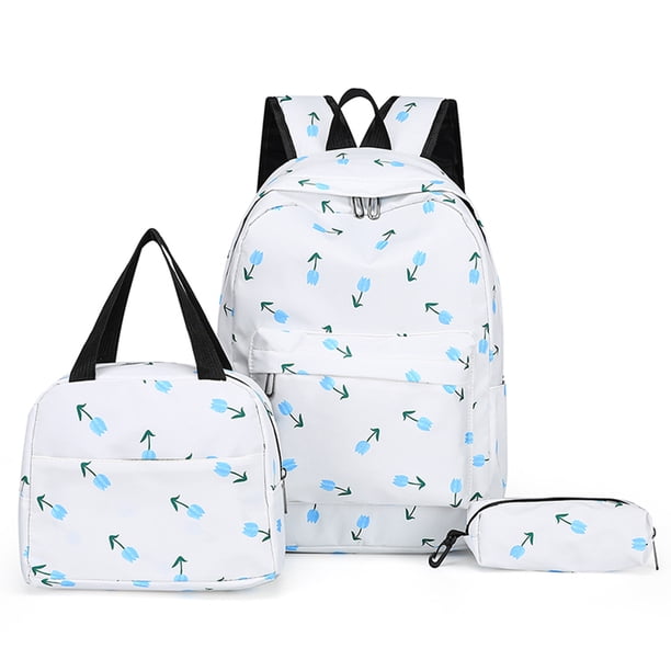3pcs/Set Laptop Backpack Adjustable Strap Fashion Women Nylon Travel Backpack Cute Gradient Work Rucksack for Work School Travel
