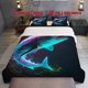 thumbnail image 1 of 3pcs Neon Glow Future Shark Theme Printed Bedding Set Soft Duvet Cover and Two Pillowcases, 1 of 5