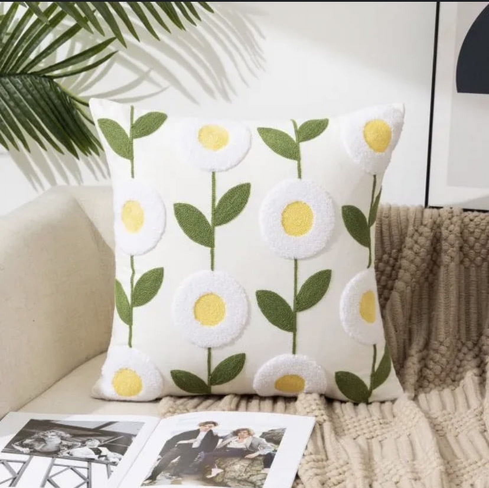 Homestore - Funda Cojín Bordada 45X45 Cm Flor Redonda