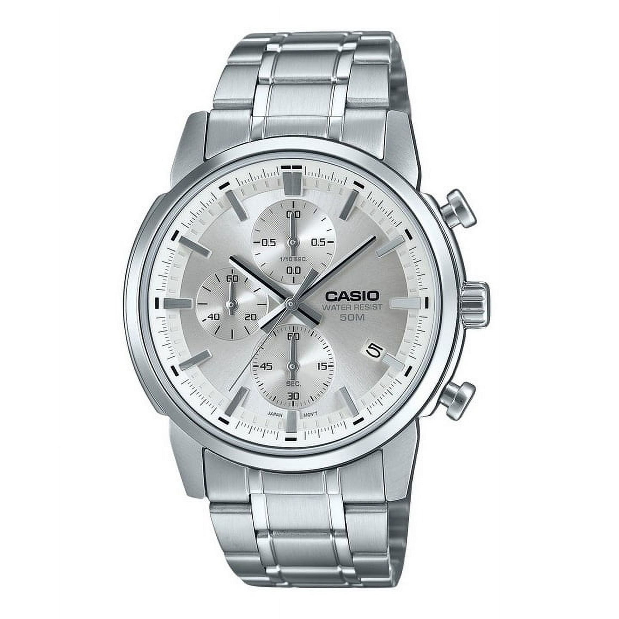 Reloj Casio Standard Analog Chronograph Stainless Steel Silver Dial Quartz Mtp-e510d-7av Para Hombres