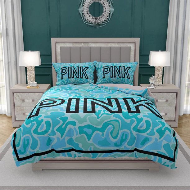 Victoria’s Secret Pink Leoperd Pattern Print Décor Quilt Duvet Cover Set3-Piece Bedding Set