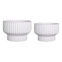 Genérico - Set 2 Macetas Cerámica Minimalista Texturizada Drenaje Jhn