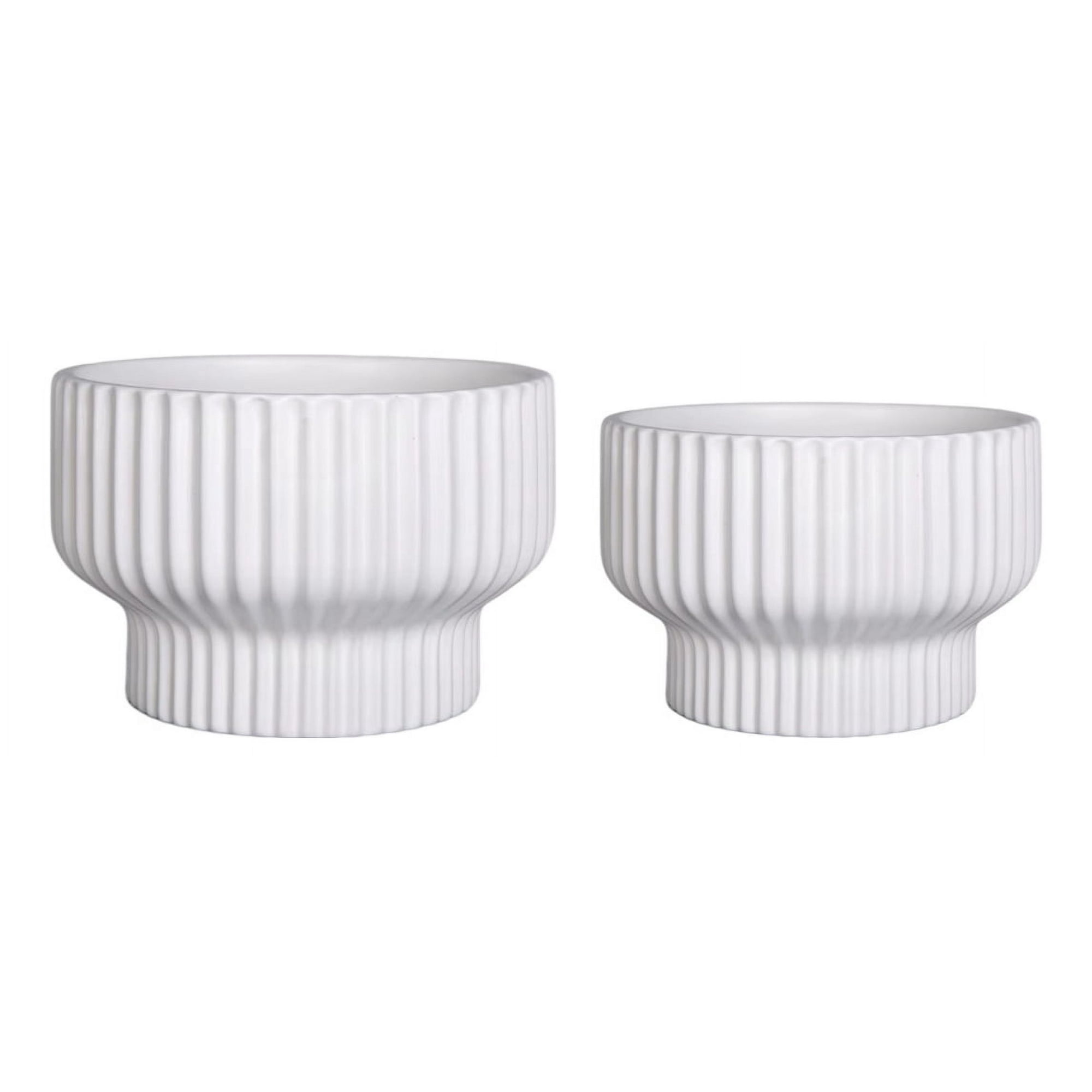 Genérico - Set 2 Macetas Cerámica Minimalista Texturizada Drenaje Jhn