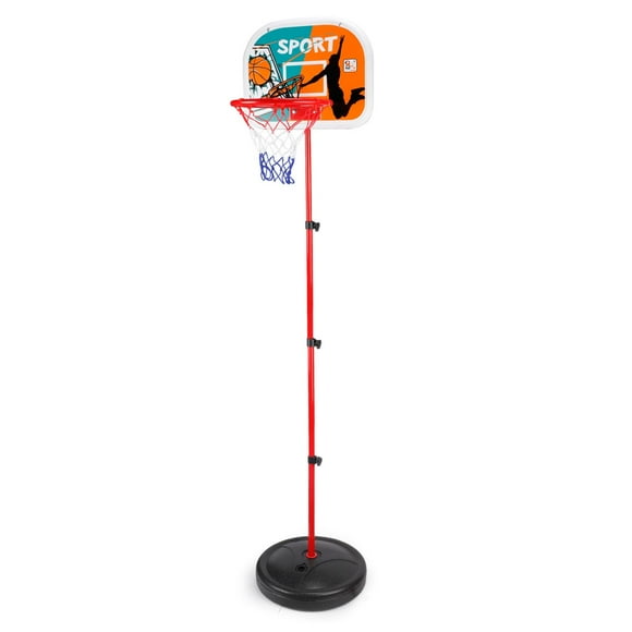 Aro de basketball con pelota e inflador