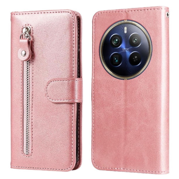 Funda con Cremallera para Realme 12 Pro Plus , Carcasa Cartera de Cuero PU con Soporte y Tarjetero