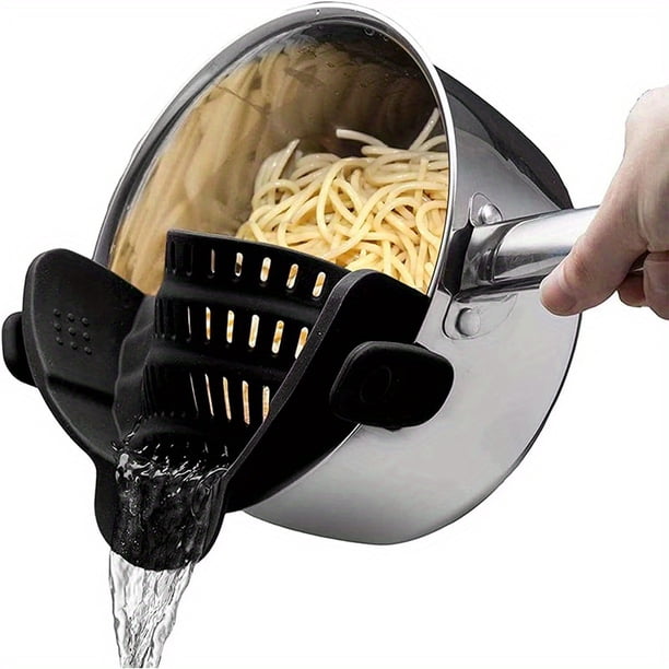 Make Cooking Effortless with our Adjustable Silicone Clip-On Pot and Pasta Strainer - Perfect for Pots, Pans, and Bowls!