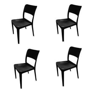 Pack 4 Sillas De Comedor Plásticas Minimal Negro Dvp