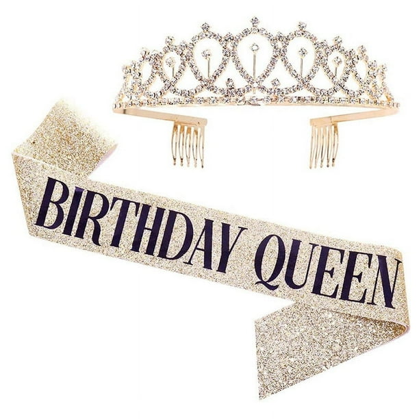 Tiaras de cumpleaños para niñas, coronas para cumpleaños de mujeres, tiara para reina de cumpleaños de mujeres con banda de cumpleañera, corona para niñas, tiaras y coronas para niñas
