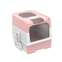 Ioensy - Cajas De Arena Para Gatos Con Capucha Y Bandeja De Arena Para Mascotas Grande Y Espaciosa, Inodoro Para Gatos Rosa