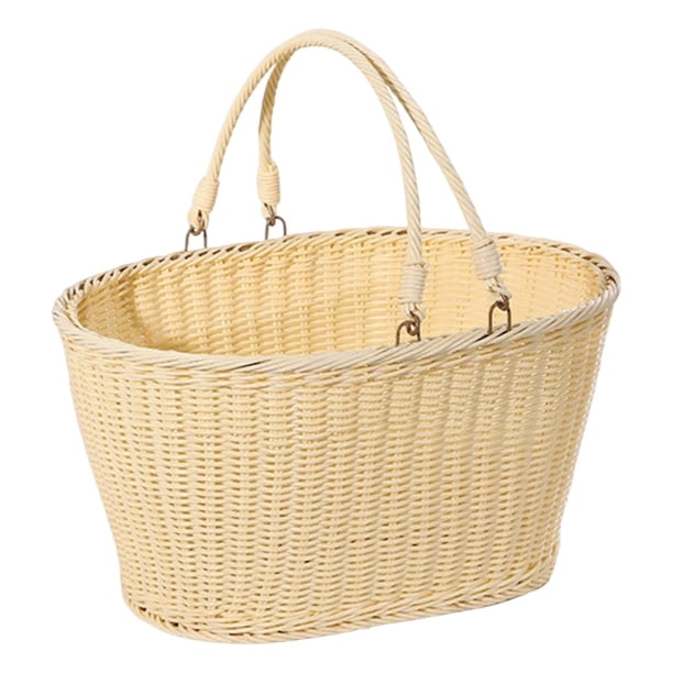 Cesta De Picnic Tejida De Polipropileno Para Exteriores, Organizador Multifuncional Para Parque, Playa Y Hogar, 35 X 27 X 17 Cm.