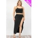 thumbnail image 4 of Saronite Conjunto de Dos Piezas de Top Corto, Camisola y Falda Larga con Abertura Frontal en el Muslo, Color Negro (Talla Grande para Mujer), 4 of 5