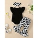 thumbnail image 4 of Get Your Little One Ready for Summer with this 3-Piece Cute Cow Graphic Print Set - Onesie, Flared Pants, and Headband, 4 of 5