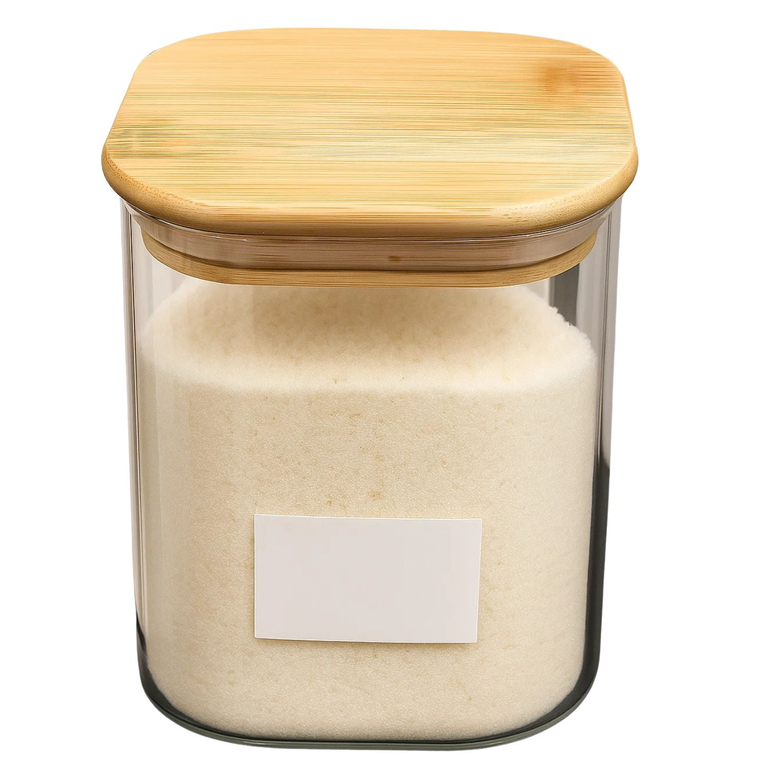 Disparo - Frasco Hermetico Cuadrado 900ml Vidrio 10cm Con Tapa Bambú