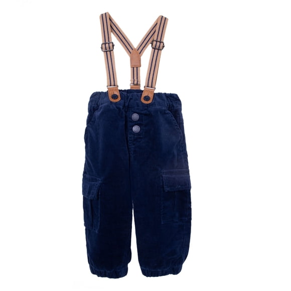 Pantalón Bebé Niño Cotelé con Suspensores Azul