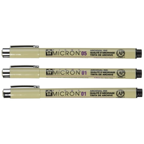 Juego De Herramientas Zentangle Sakura De 3 Piezas Con Bolígrafos Negros De 0,45 Mm Y 0,25 Mm