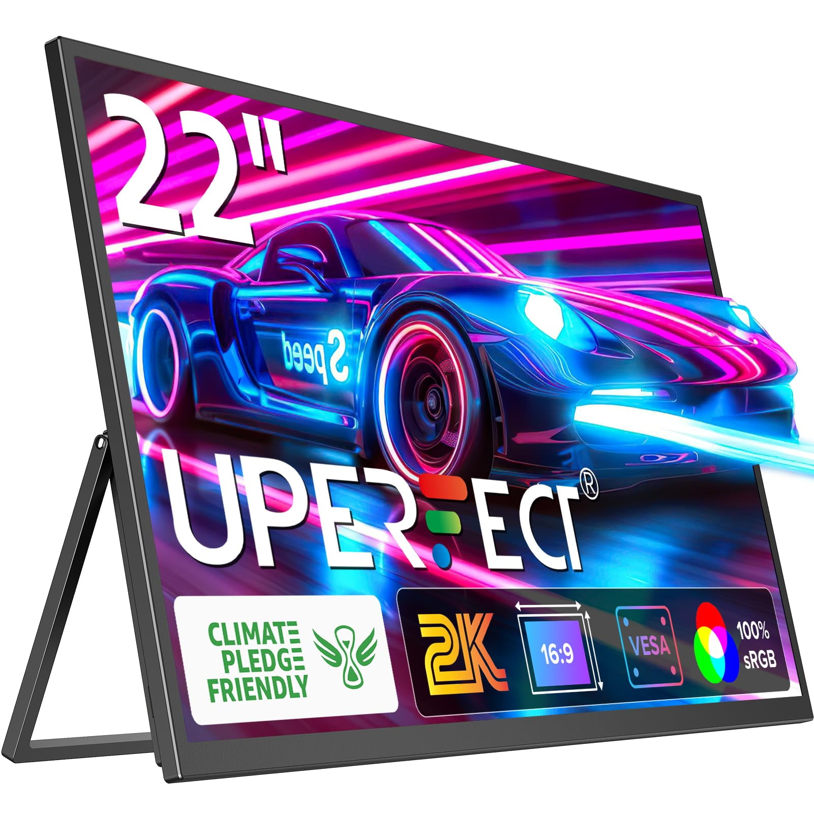Monitor Portátil Uperfect 2k De 22 Pulgadas Con Vesa Y Soporte De 180°