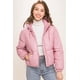 thumbnail image 2 of Chaqueta Puff Con Capucha Y Cierre De Cuero Sintético Pu Rosa, 2 of 5