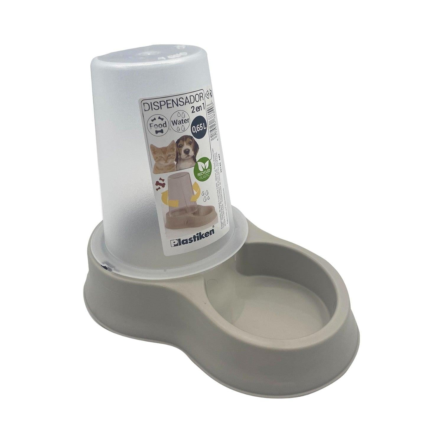 Plastiken - Dispensador Mascota Agua Y Comida 0,65 L Beige Beige Tamaño Único