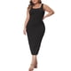 thumbnail image 1 of Agnes Orinda Trajes de Halloween Vestido de Mujer Tallas Grandes Vestido de Verano Sin Mangas Cuello Cuadrado Ajustado Cóctel Vestido de Tirantes 5X Negro, 1 of 8