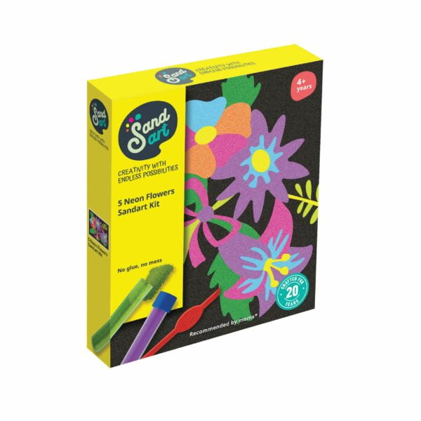 Sandart - Kit Arte Con Arena Neon Flores Colores Fluorescentes | Sand Art | Manualidades Niños | Np4