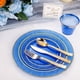 thumbnail image 5 of Juego de platos de plástico Nervure Clear Blue con oro, 150 piezas, 5 of 9