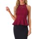 thumbnail image 1 of INSPIRE CHIC Top de Encaje Peplum para Mujer con Escote Corazón Elegante sin Mangas L Burdeos, 1 of 6