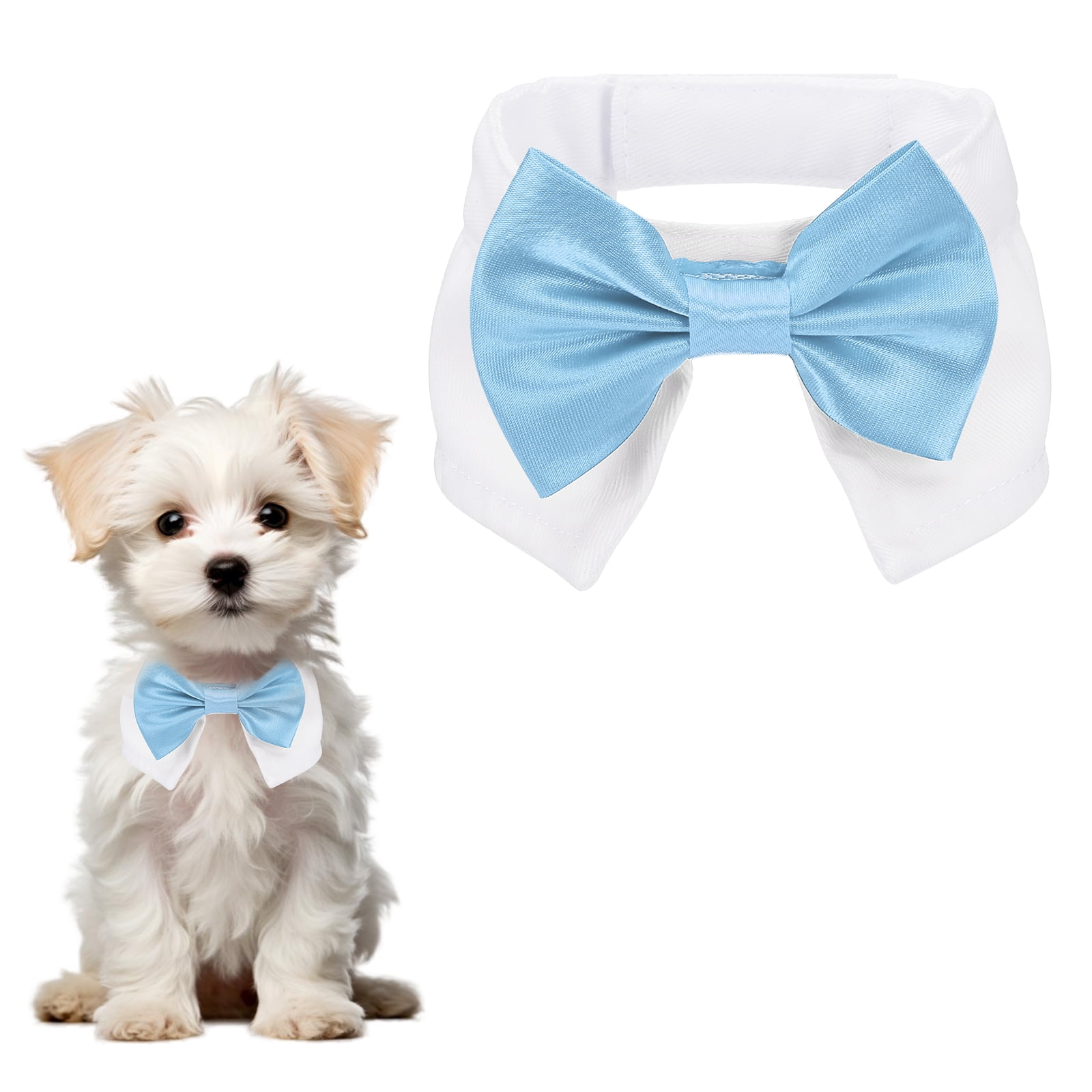 Uxcell Corbata de Moño para Perro, Corbata de Esmoquin con Collar Ajustable Collar de Mascota Lindo Corbata Elegante con Gancho y Lazo (Algodón, S, Azul Claro), para Boda de Mascota Bandana Cumpleaños