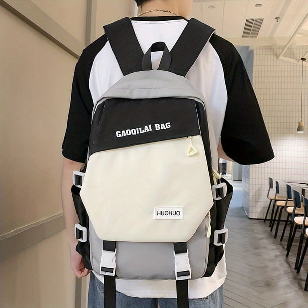 Backpack Women's Middle School Students Contrast Color All Match Large Capacity Decompression Backpack College Students Computer Bag Junior High School Students Schoolbag