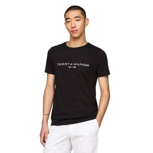 Camiseta Tommy Hilfiger Con Logo Bordado Para Hombre, Color Negro Azabache
