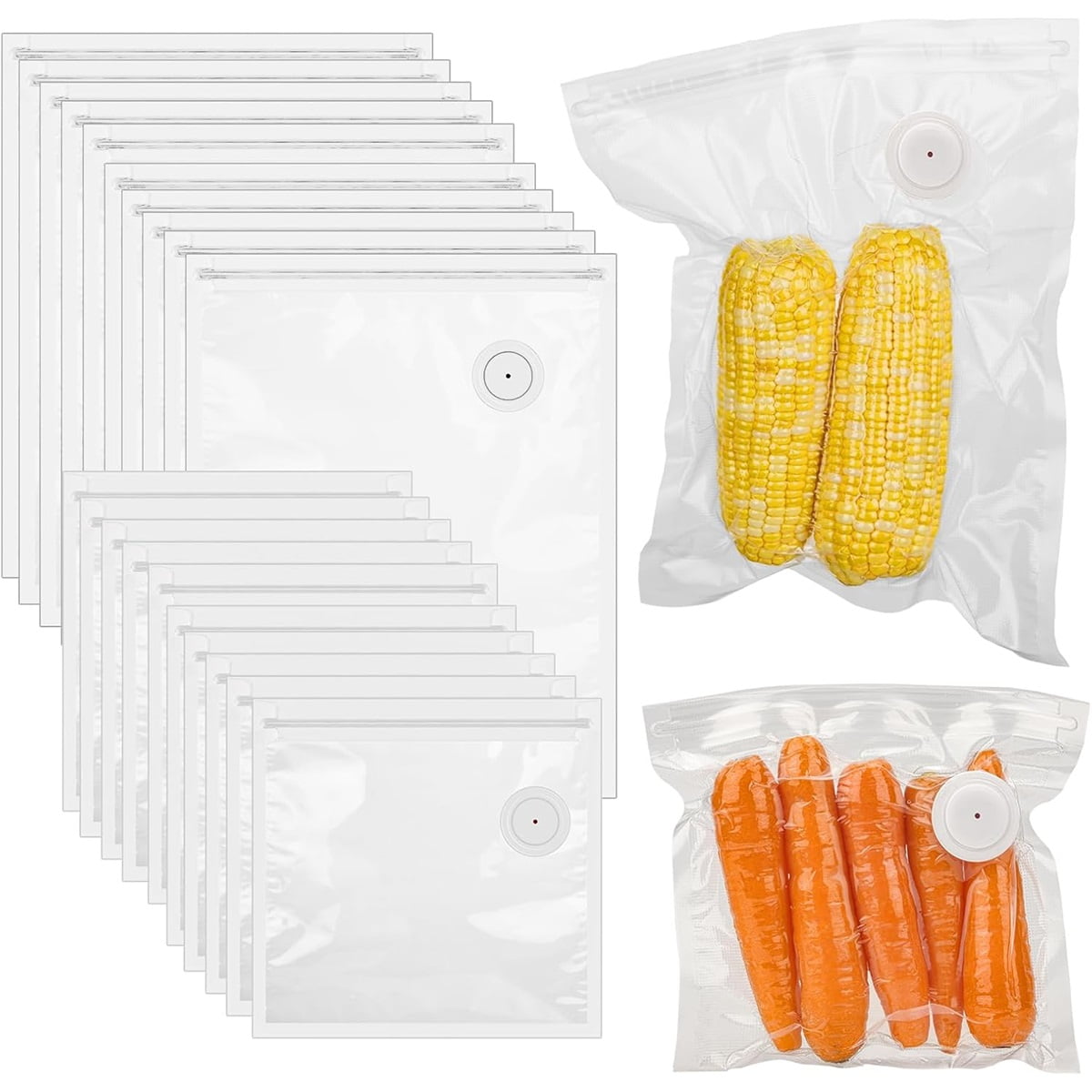 Xusx111 - Bolsas De Sellador De Vacío De 40pcs Para Alimentos Con Válvula De Aire, Bolsas Reutilizables De Sous Vide (20 Grandes + 20 Pequeños) Para El Tanque De Agua Visible De Alimentos