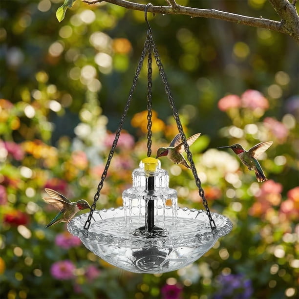 Baño pájaros solar colgante grande resistente intemperie cuenco vidrio decoración jardín