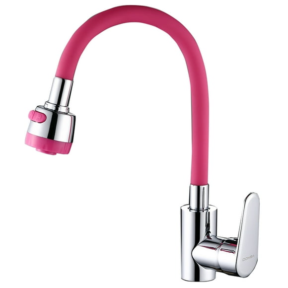 Monomando para lavaplatos flexible rosado
