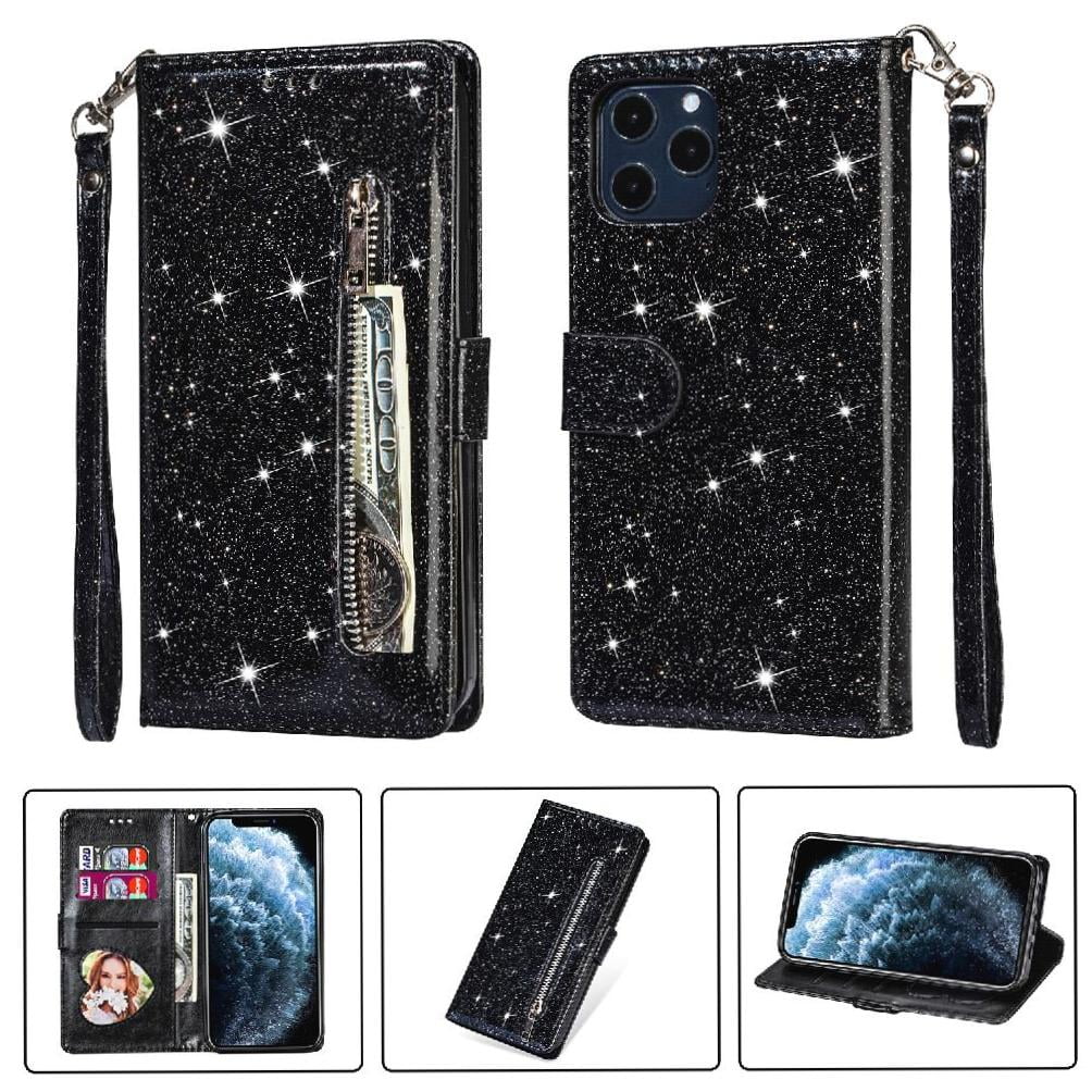 Foxdock - Funda Para Elegante Funda Iphone 12 Pro/iphone 12 Glitter Con Cremallera-ideal Para El Uso Diario