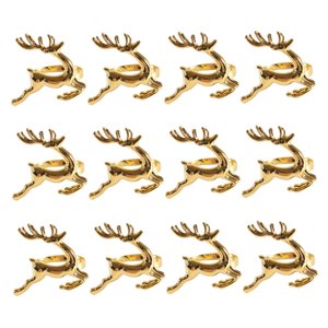 Magideal - 12 Anillos De Servilleta De Alce Para Mesa De Cena, Exquisitas Hebillas Rústicas Para Servilletas De Navidad Para Decoración De Fiestas, Bodas Y Acció Dorado