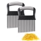 thumbnail image 1 of Herramienta ondulada para cortar patatas, rebanador de patatas fritas, hoja de acero inoxidable, mango de madera, cuchillo serrador para picar, juego de 2, 1 of 6