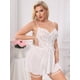 thumbnail image 4 of INSPIRE CHIC Lencería de Encaje para Mujeres Malla Transparente Camisón con Liguero XL Blanco, 4 of 5